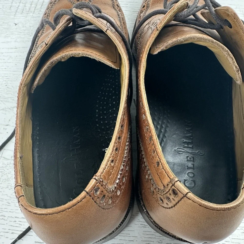 Cole Haan Air Giraldo Wingtip Derby Comfort Dress Shoes Men's 10.5 Tan Excellent